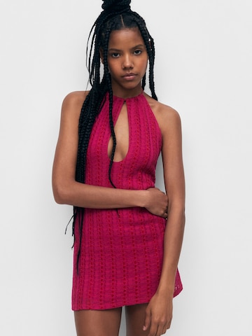 Pull&Bear Gebreide jurk in Roze: voorkant