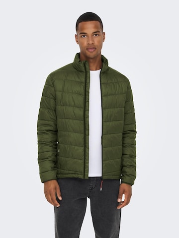 Only & Sons Winter Jacket 'Carven' in Green: front