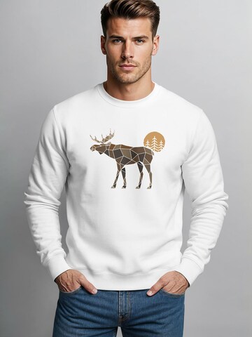 Neverless Sweatshirt 'Elch Polygon'‌‌‌ in Weiß: Vorderseite