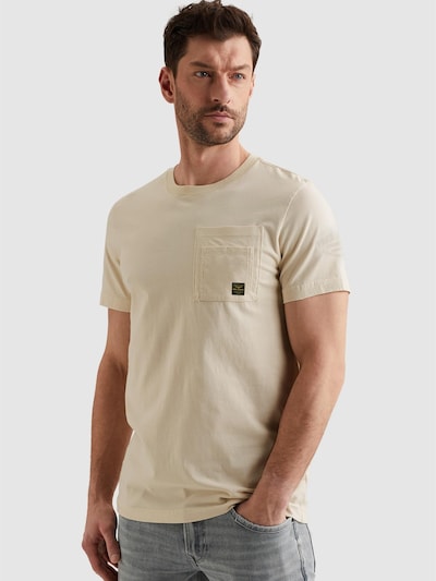 PME Legend Shirt 'T-shirt with artwork on the chest pocket' in M in de kleur Beige, Productweergave