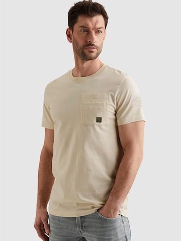 PME Legend T-shirt 'T-shirt with artwork on the chest pocket' i beige: framsida