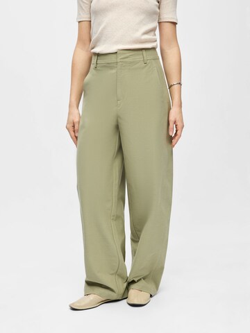 OBJECT Wide leg Pants 'OBJMolina' in Green: front