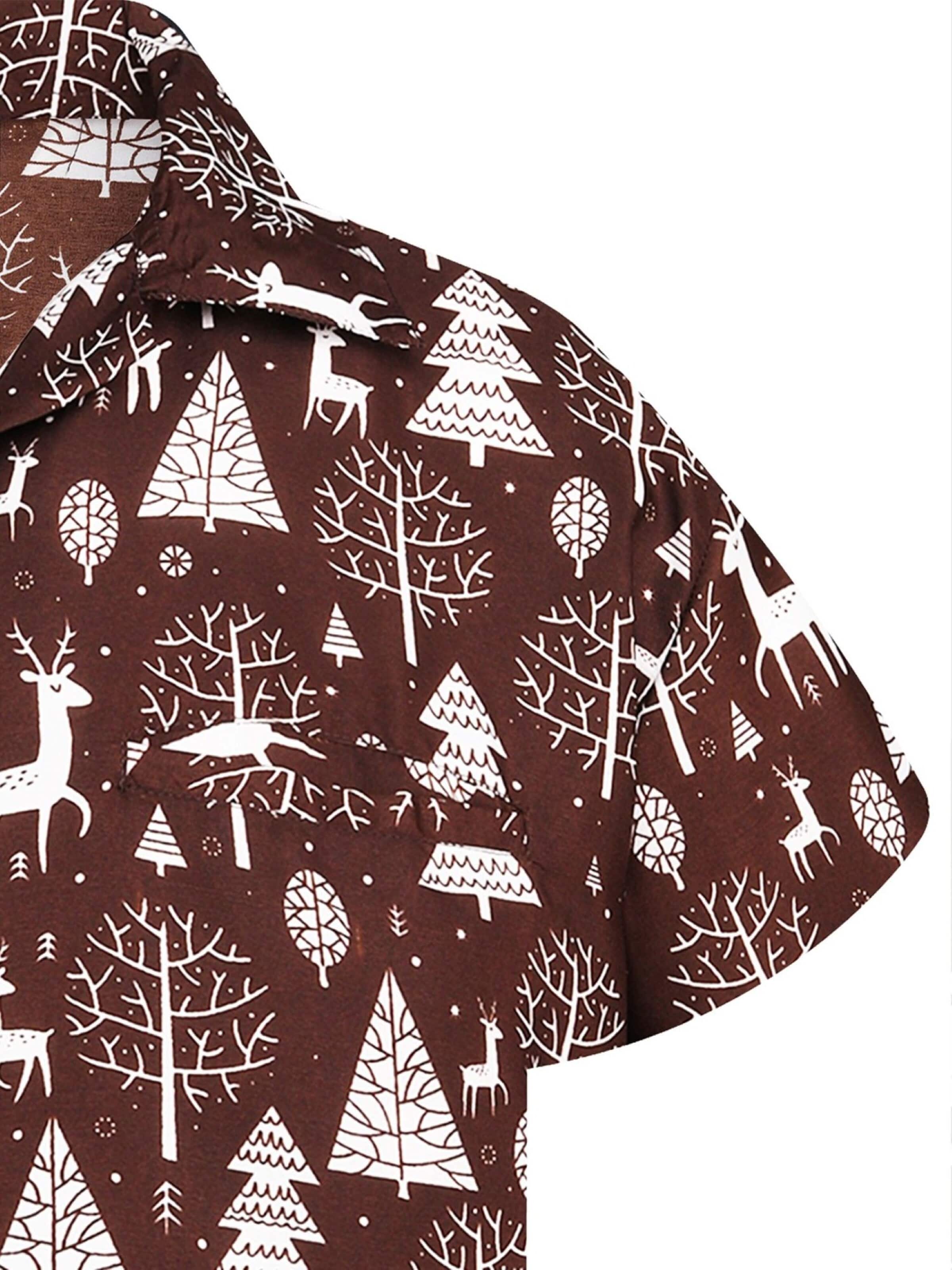 King Kameha Regular Fit Hemd 'Christmas Reindeer'‌‌ in Braun