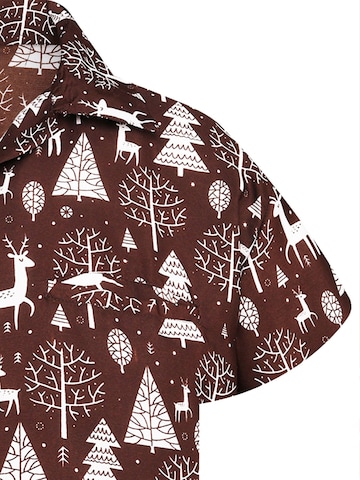 Regular fit Camicia 'Christmas Reindeer Allover' di King Kameha in marrone