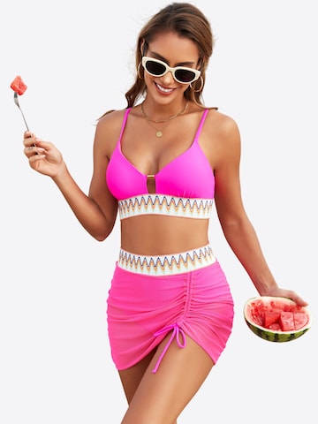 Magicshe Push-up Bikini 'Push Up Bikini Set mit hoher Taille' in Pink