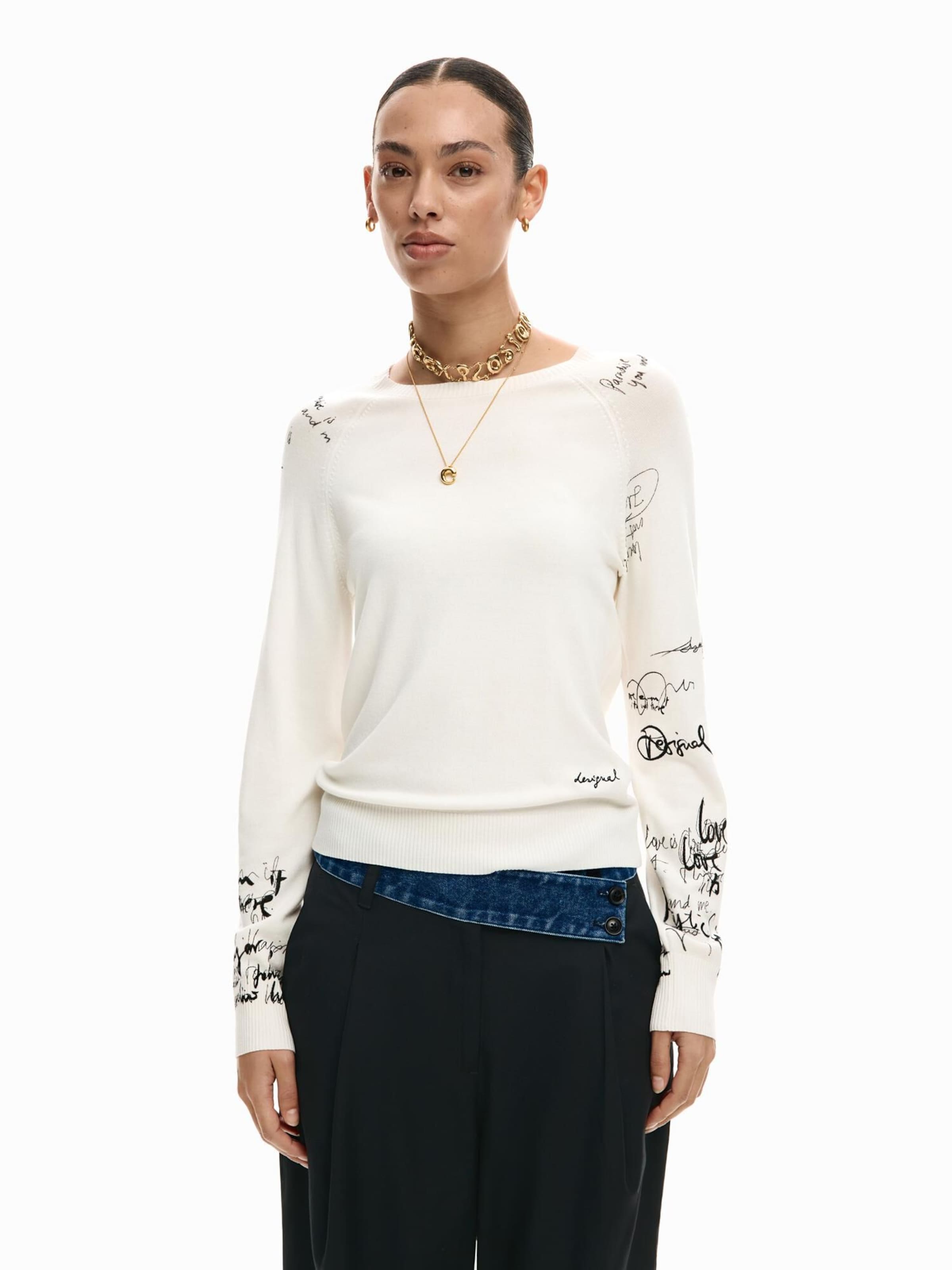 Desigual Svetr – bílá: přední strana