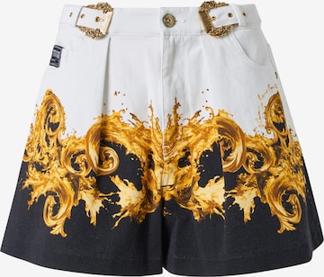 balta Versace Jeans Couture Plačios klešnės Klostuotos kelnės: priekis