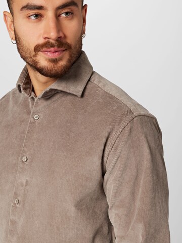 Bruun & Stengade - Regular Fit Camisa 'Kongsberg' em castanho
