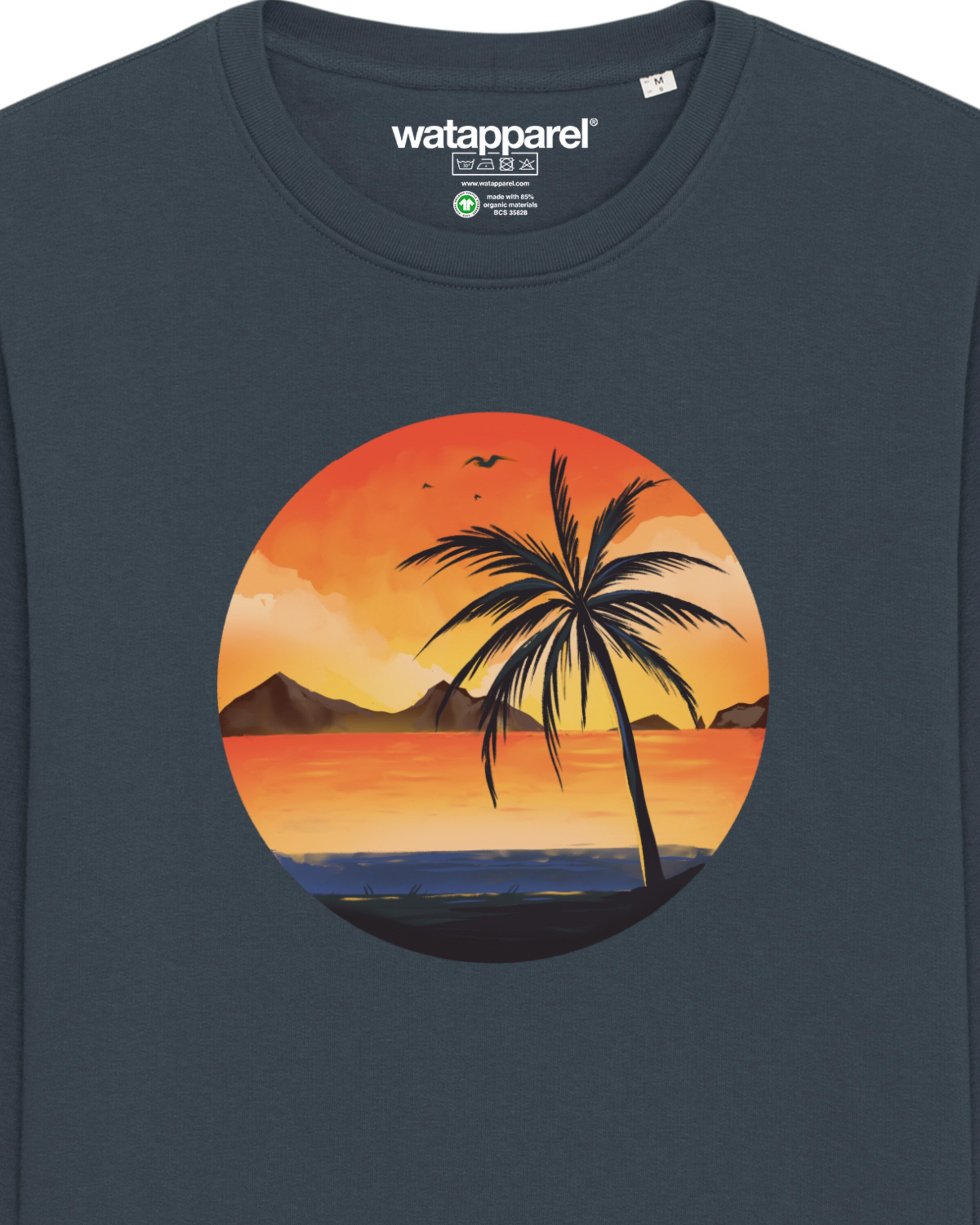 Watapparel Sweatshirt ' Sunset on palm beach ' in Grijs