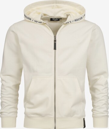 INDICODE JEANS Zip-Up Hoodie ' Mobil ' in White: front