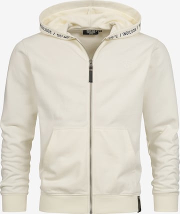 INDICODE JEANS Zip-Up Hoodie ' Mobil ' in White: front