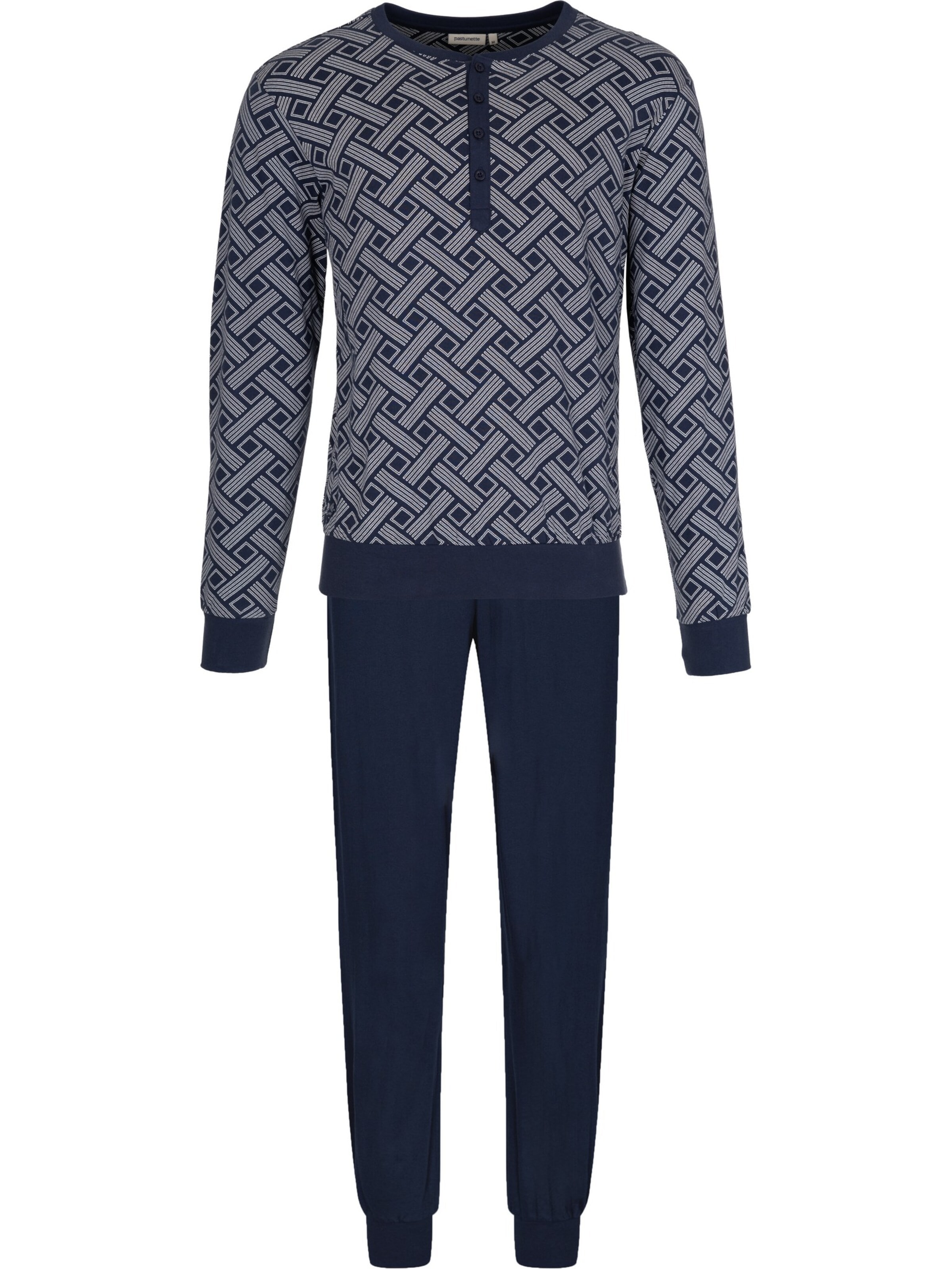 Pastunette Pyjama lang 'Blue Draft' in Blauw