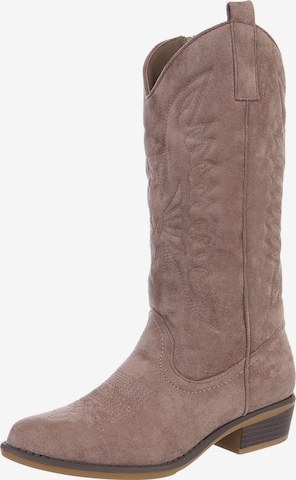 Ital-Design Cowboy Boots in Brown: front
