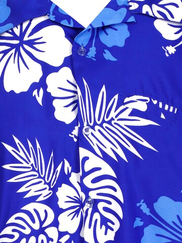 King Kameha Shirt 'Mono Hibiscus' in Blau