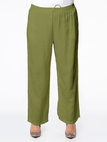 Yoek Loose fit Pants in Green: front