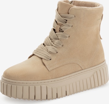 Tamaris Ботинки на шнуровке в Бежевый: спереди