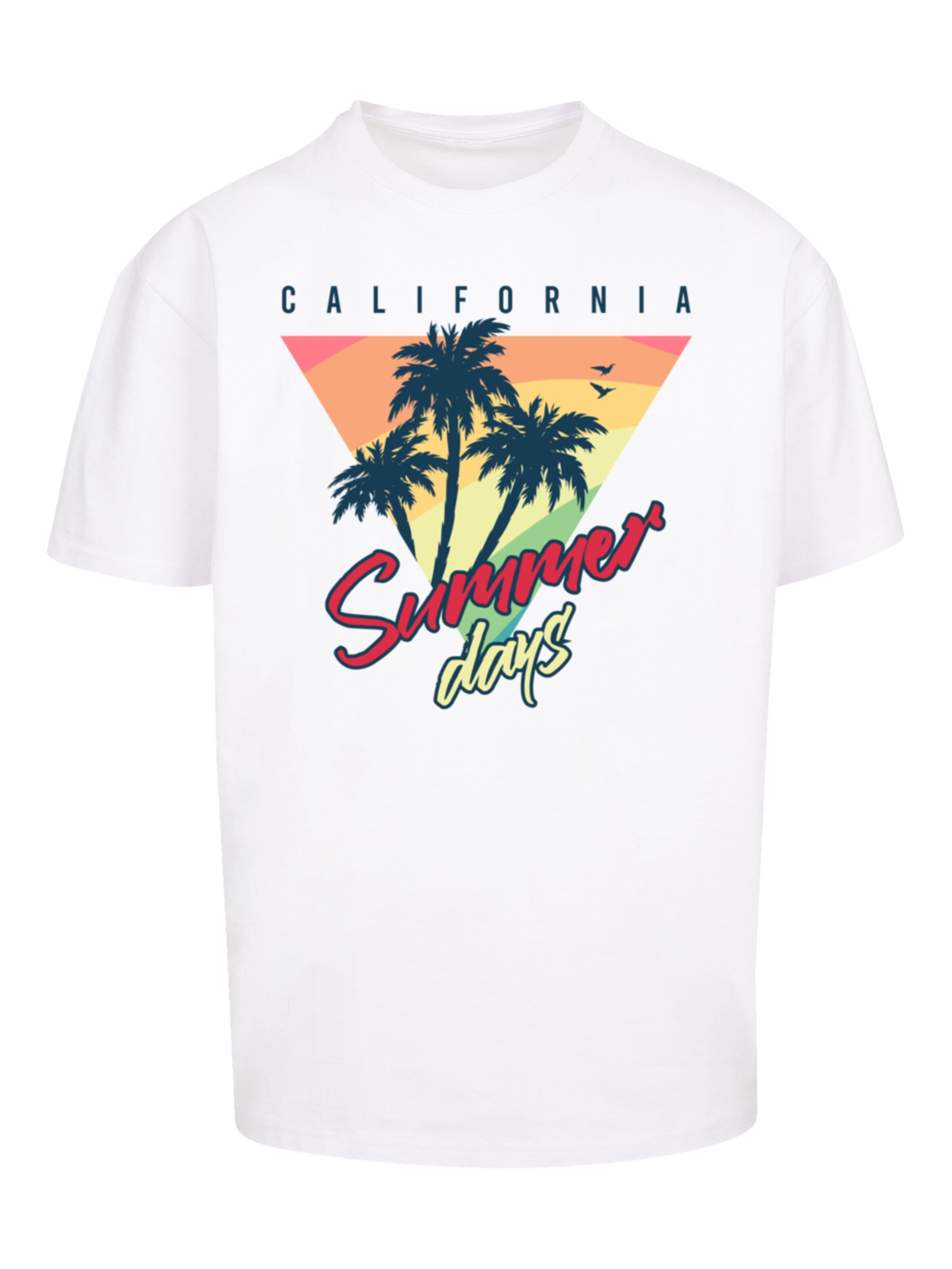 F4NT4STIC Shirt 'California Palmen Retro' in Wit: voorkant