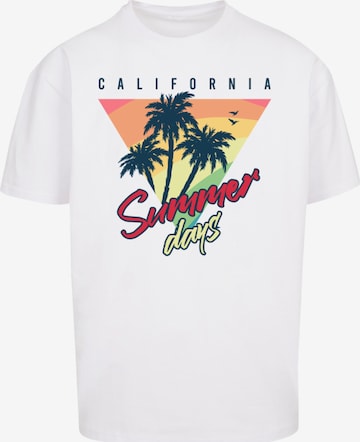 T-Shirt 'California Palmen Retro' F4NT4STIC en blanc : devant