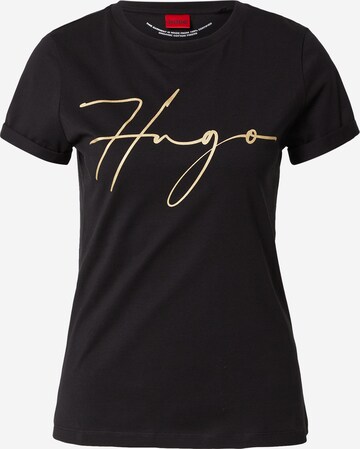 HUGO Shirt 'The Slim Tee 17' in Black: front