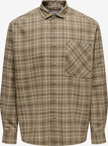 Chemise 'ONSArcher' Only & Sons en marron : devant