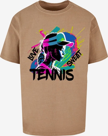 Merchcode T-Shirt 'Tennis Love' in Beige: predná strana