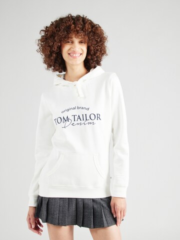 TOM TAILOR DENIM Sweatshirt i vit: framsida