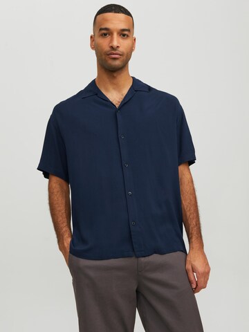 JACK & JONES Comfort fit Button Up Shirt 'Jeff' in Blue: front