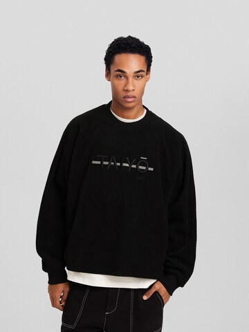 Bershka Sweatshirt in Zwart: voorkant