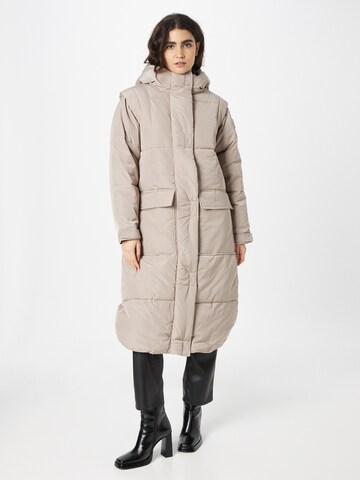 River Island Wintermantel in Beige: voorkant