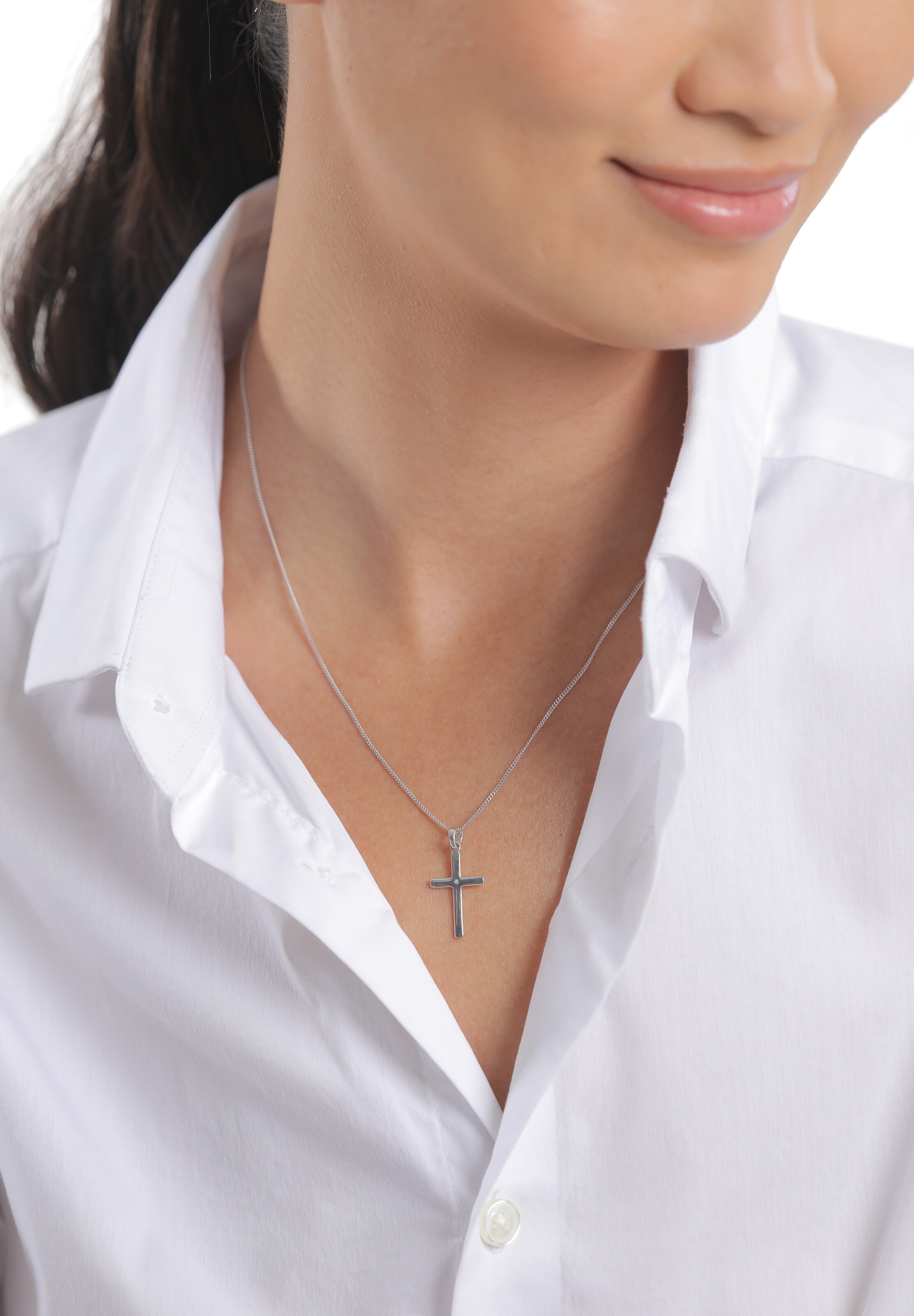 Elli DIAMONDS Kette 'Kreuz' in Silber: Vorderseite