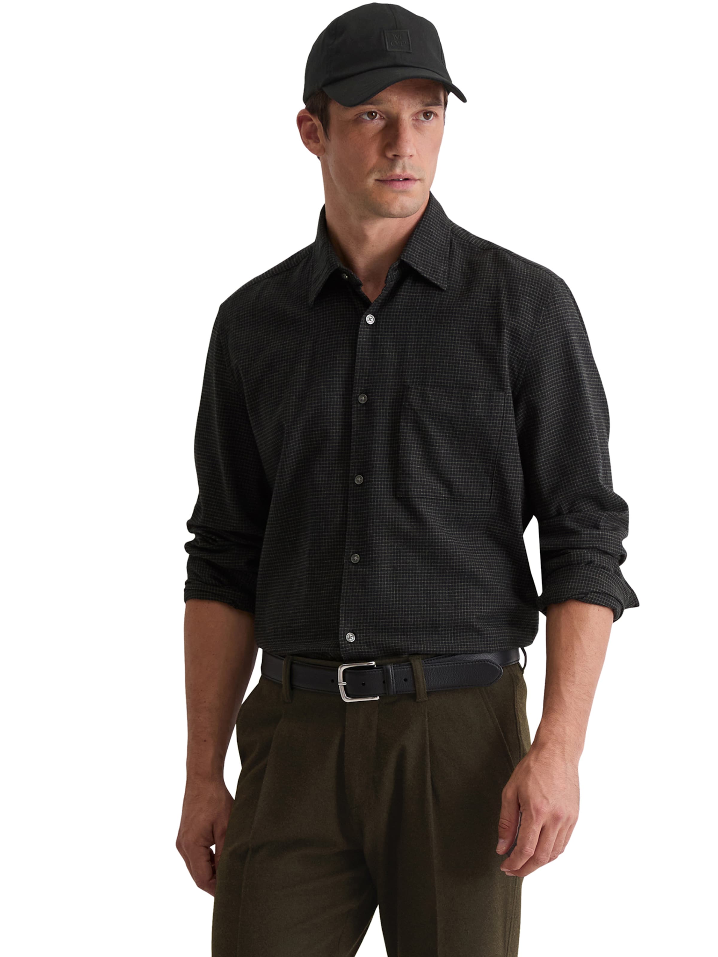 Marc O'Polo Regular fit Overhemd in Zwart: voorkant