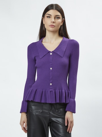 Influencer Sweater 'Peplum' in Purple: front