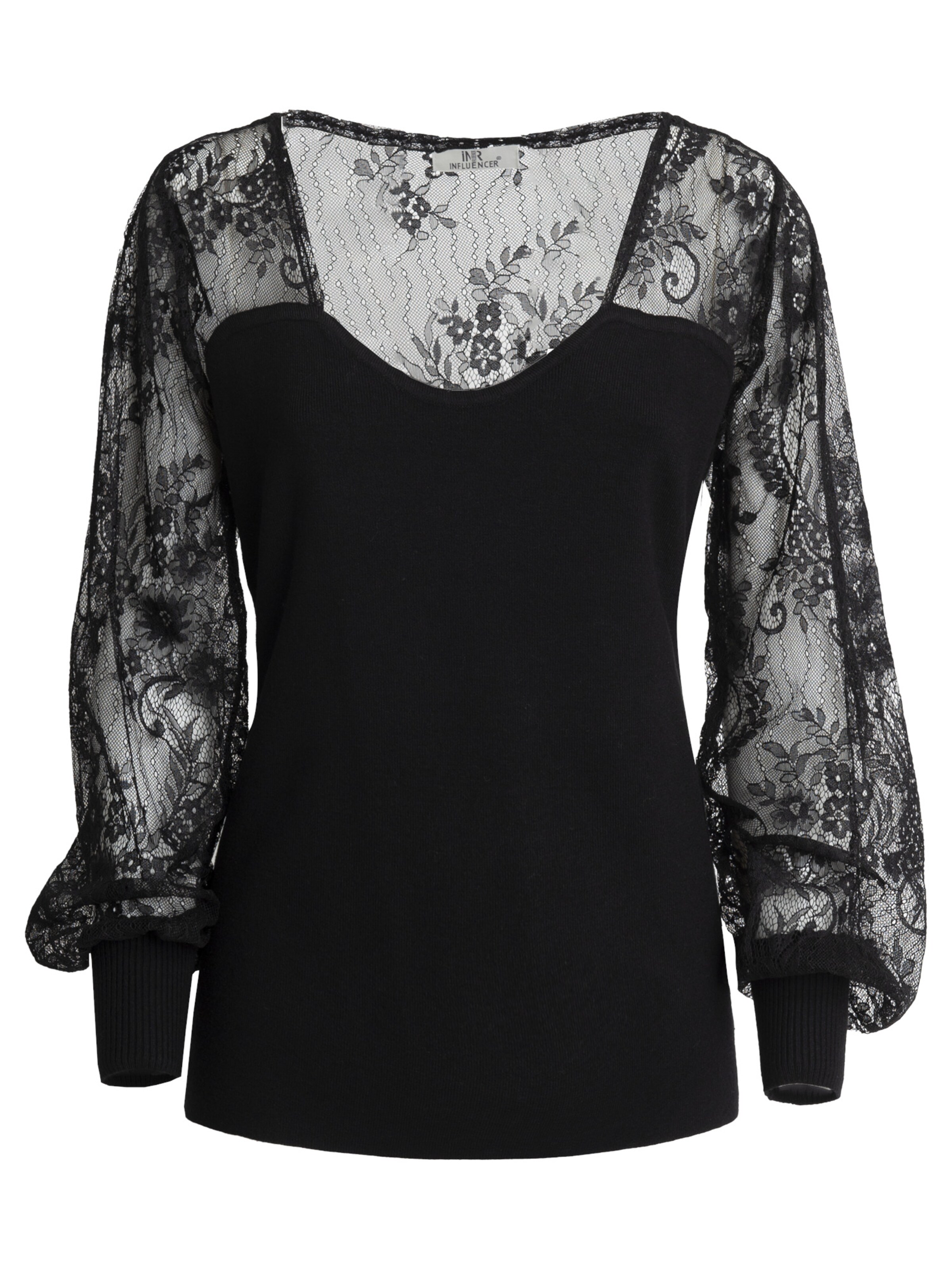 juoda Influencer Megztinis: priekis