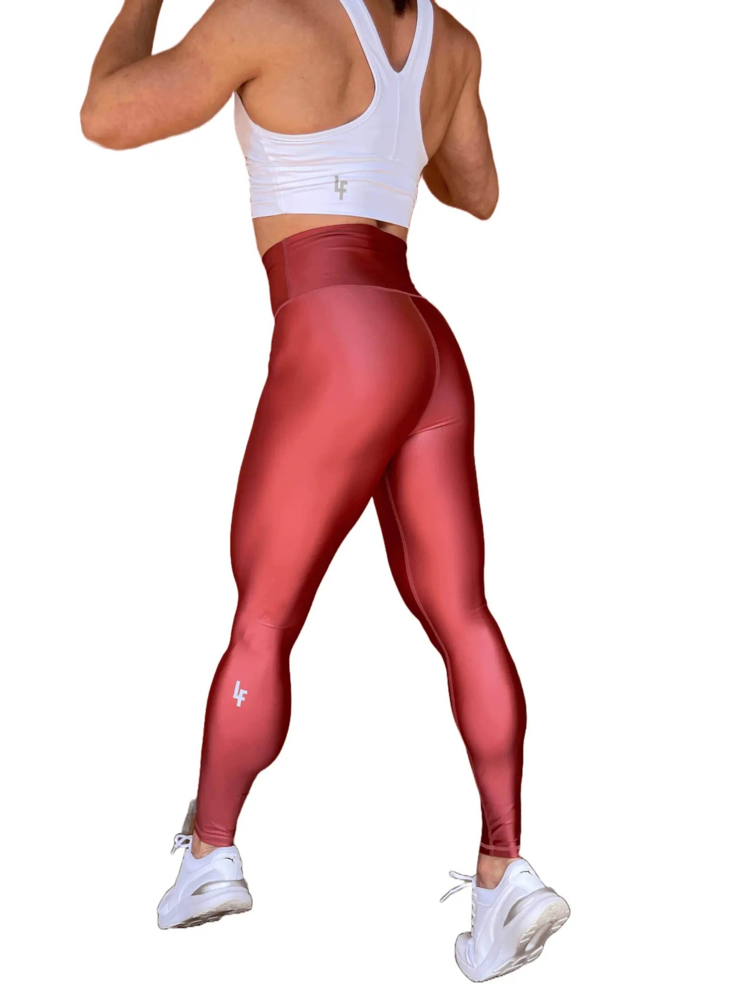 LUXFEEL Skinny Leggings 'High-Waist Pearl Shine Leggings' in Brown