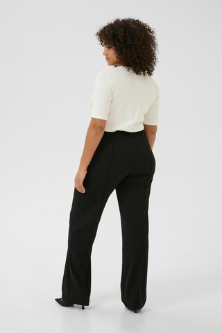 KAFFE CURVE Slim fit Trousers with creases 'Athena' in Black
