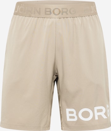 BJÖRN BORG Workout Pants in Beige: front