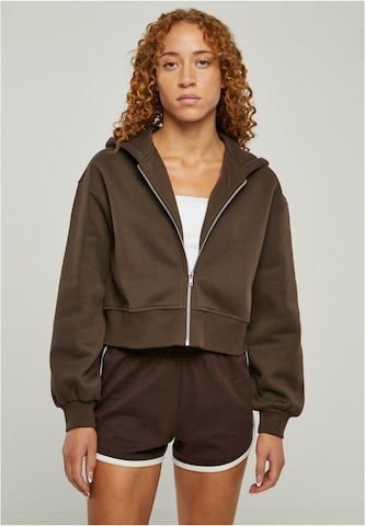 Urban Classics Zip-Up Hoodie in Brown: front