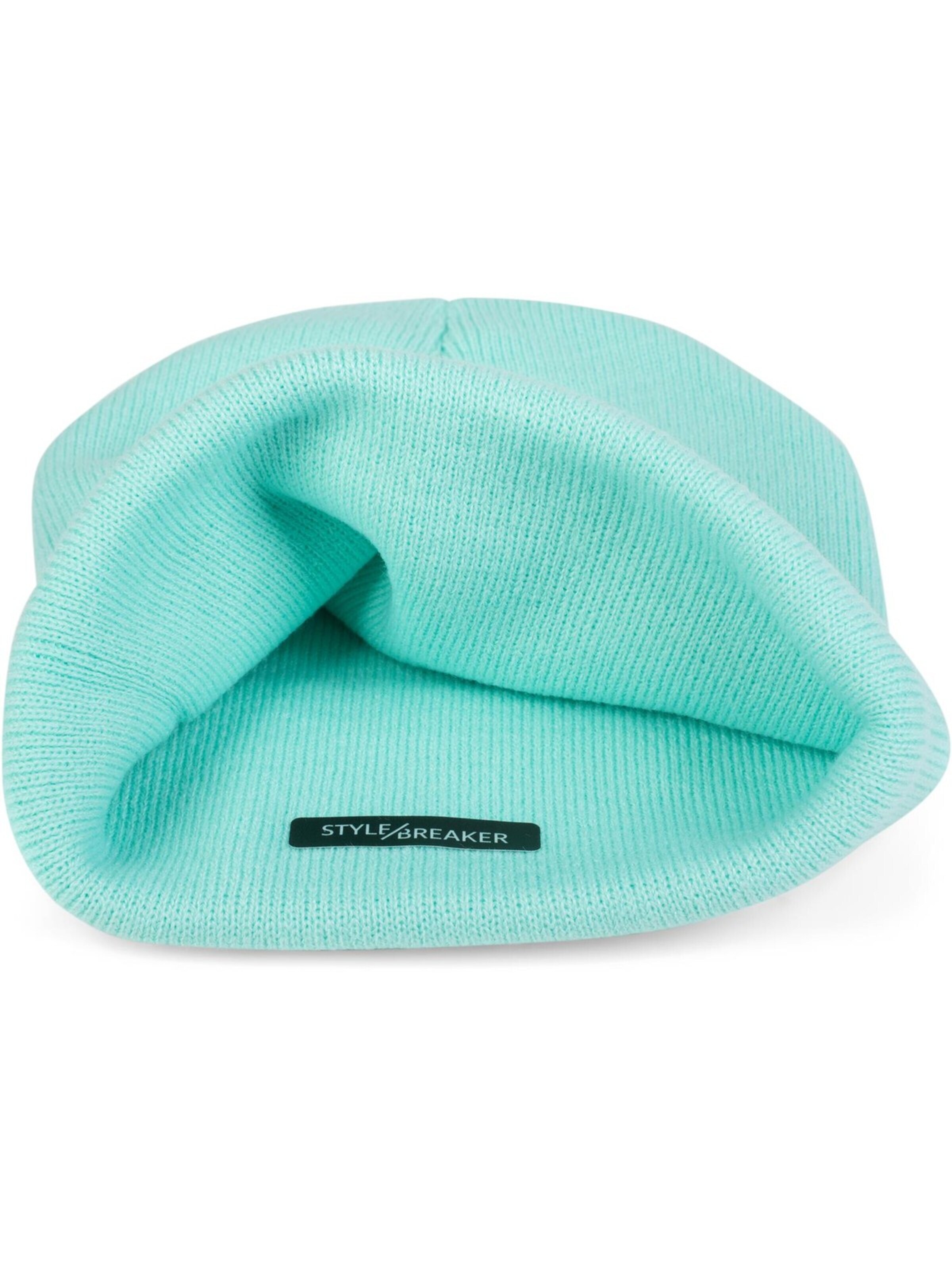 styleBREAKER Beanie 'Kinder Strickmütze mit Krempe' in Green