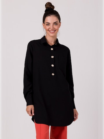 BeWear - Vestido camisero en negro: frente