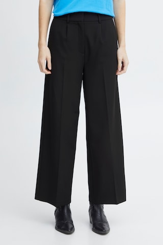 ICHI Wide leg Broek 'Ihlexi' in Zwart: voorkant