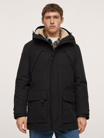 MANGO MAN Winterparka in Zwart: voorkant