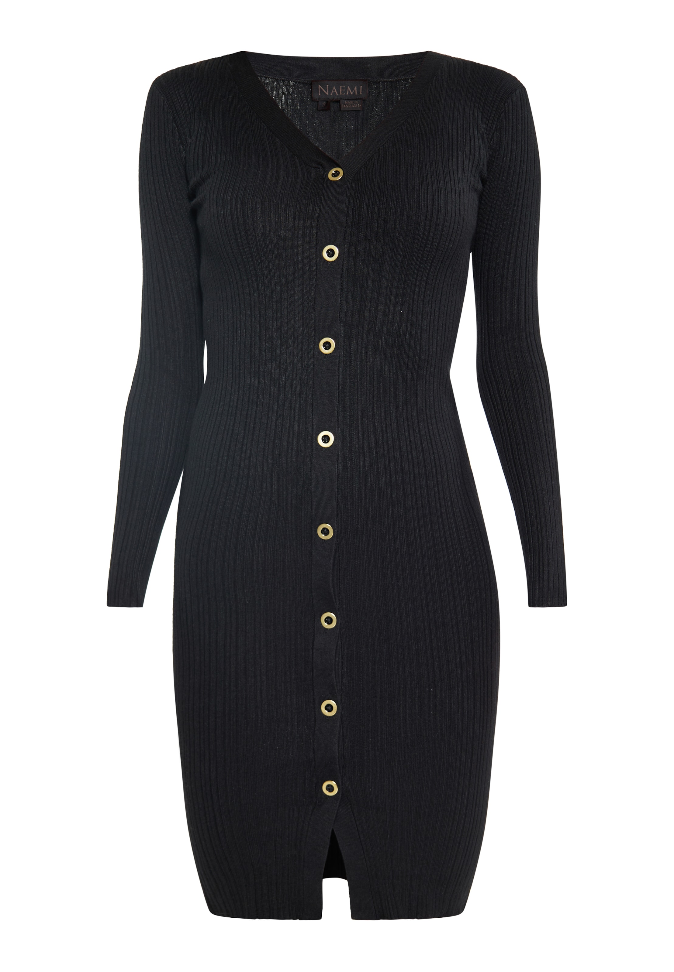 NAEMI - Vestido de malha em preto: frente