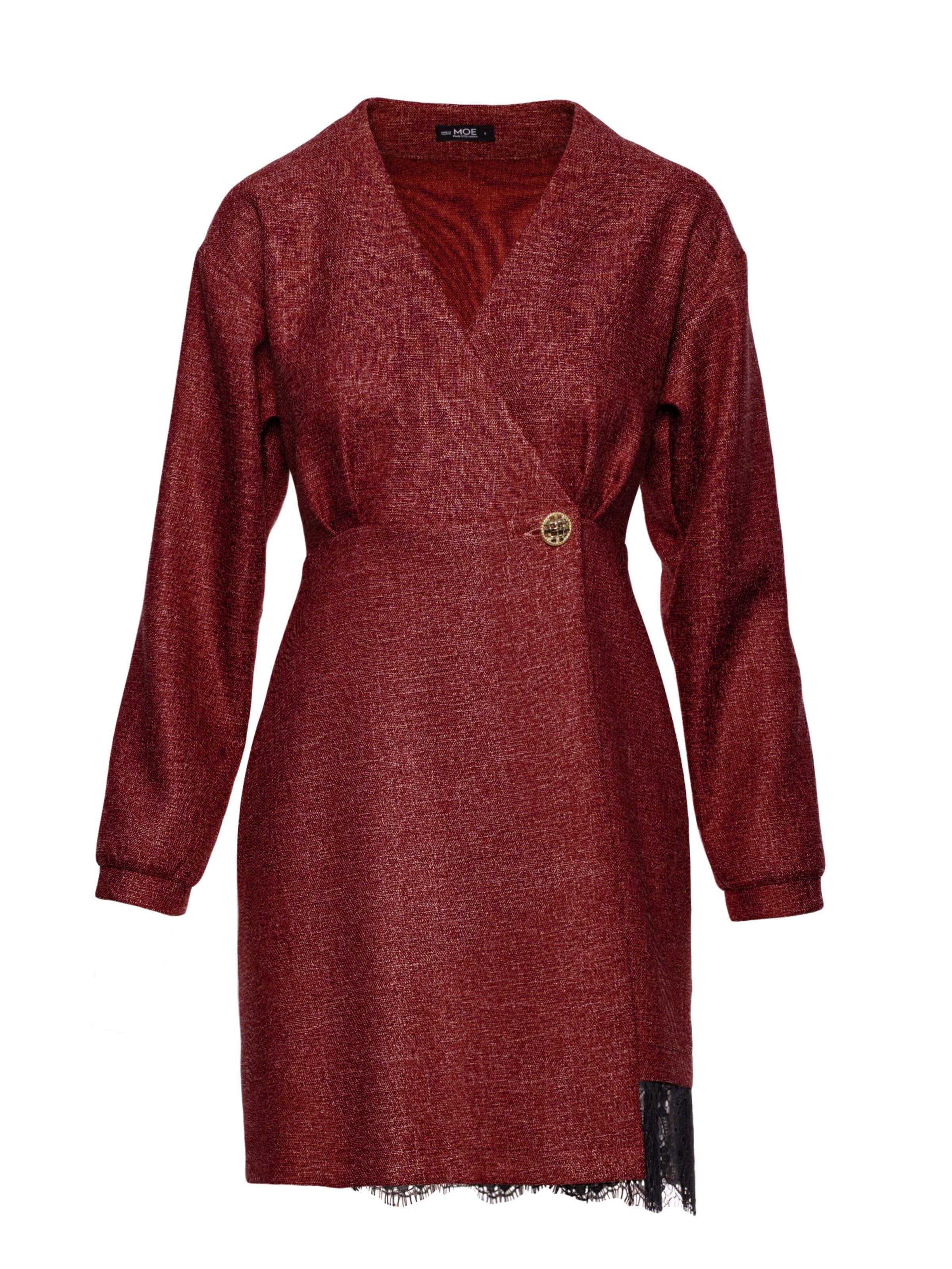 Rochie 'Sukienka tweedowa z koronką' de la made of emotion pe roșu: față