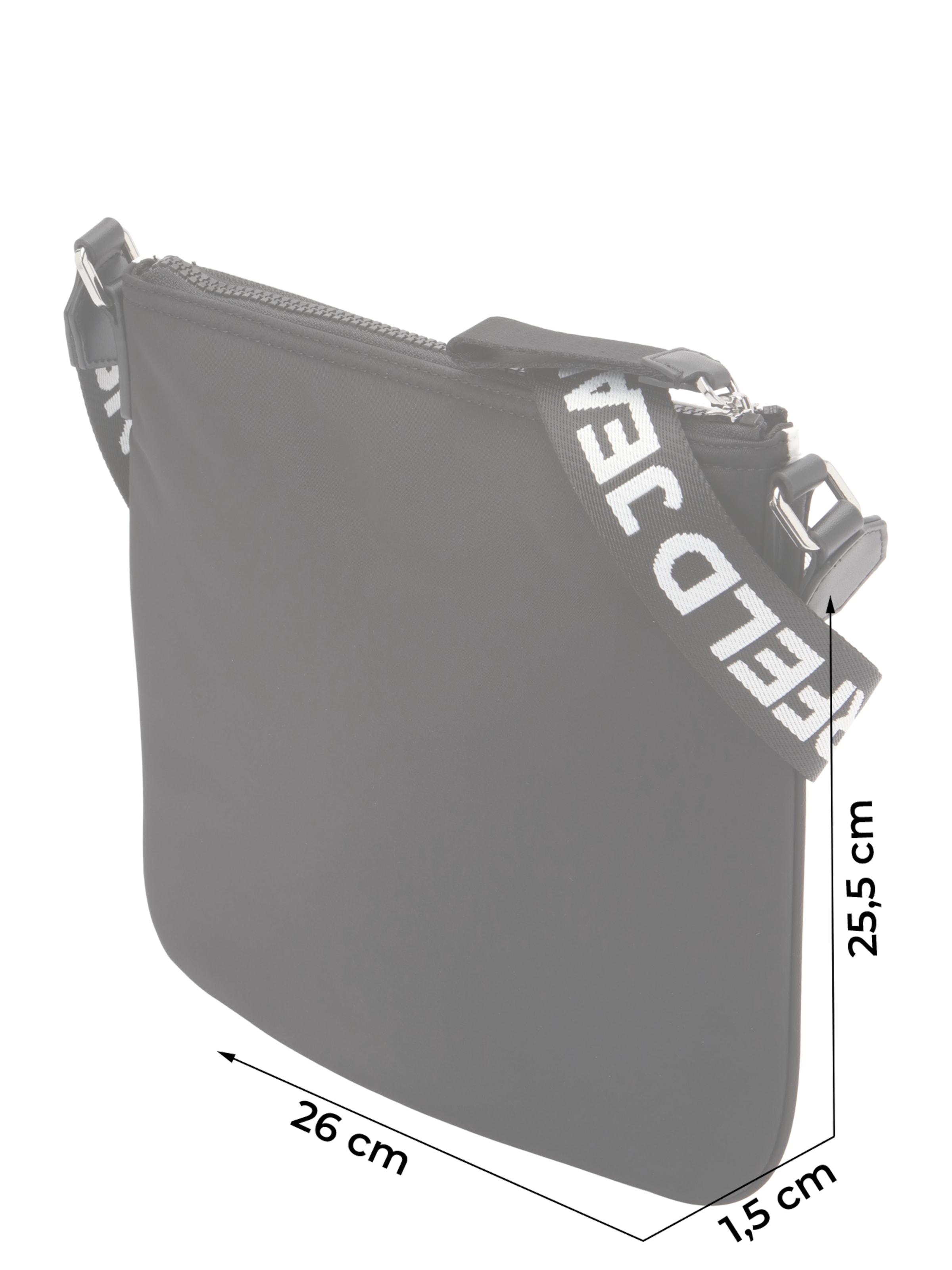 KARL LAGERFELD JEANS Õlakott 'ESSENTIAL' must / valge, Tootevaade