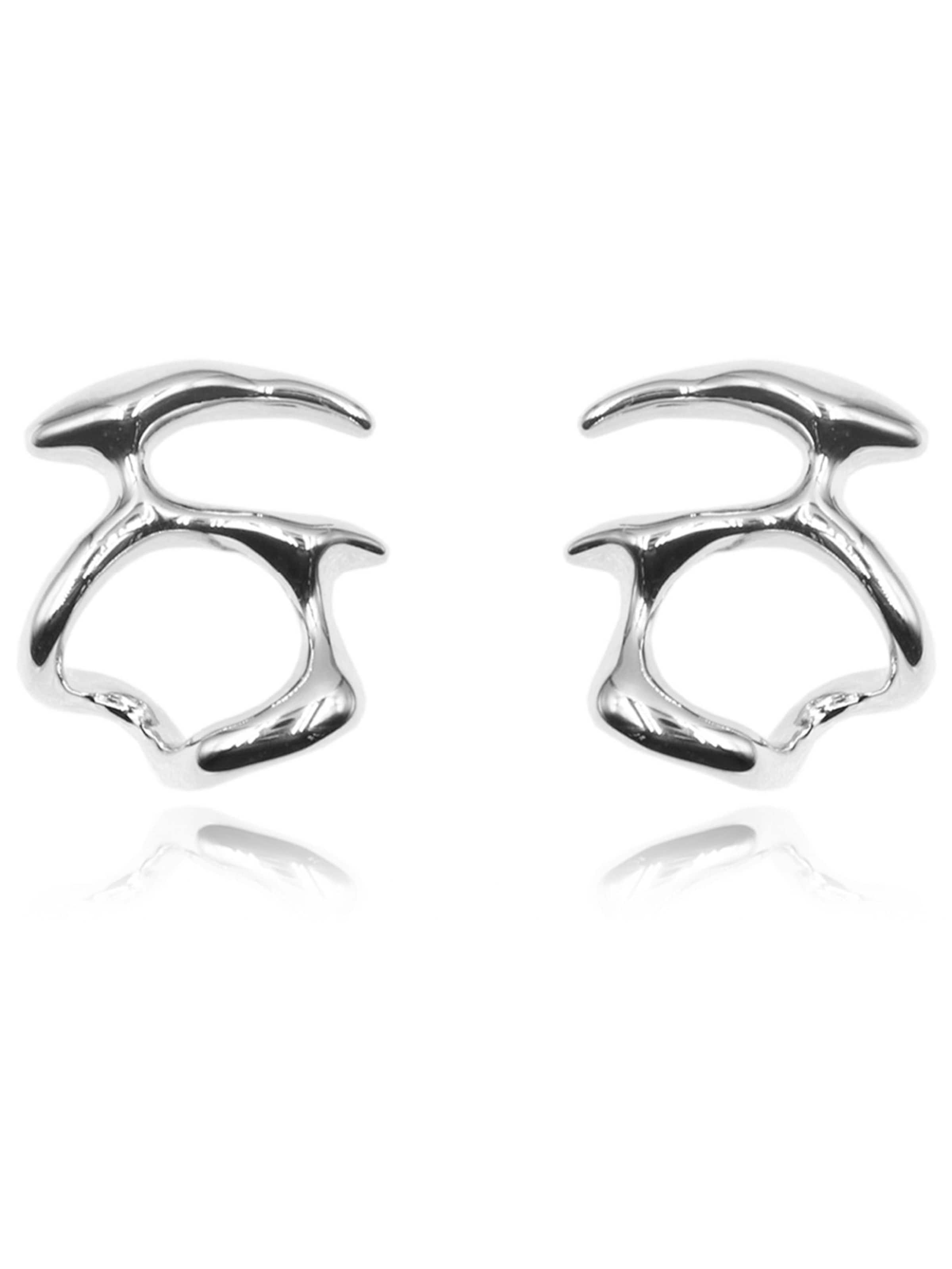Nightini Ohrringe 'Skulpturale'‌‌‌ in Silber: Vorderseite