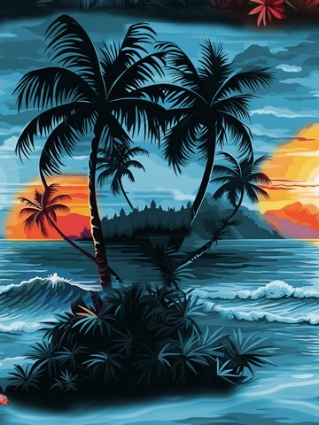 Hawaiihemdshop.de Regular fit Overhemd 'Hawaiihemd Day on Hawaii' in Blauw