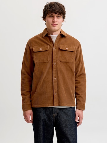 JACK & JONES Srajca 'JJEREGENT' | rjava barva: sprednja stran