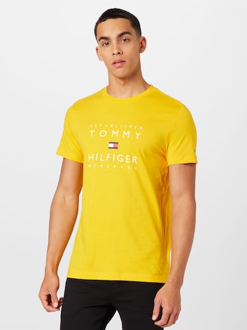 TOMMY HILFIGER Тениска в жълто: отпред