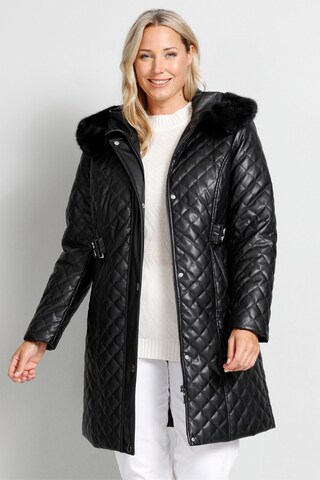 Ulla Popken Between-Seasons Coat in Black: front