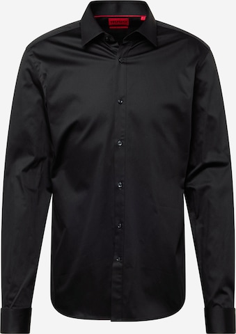 HUGO Red - Ajuste estrecho Camisa de negocios 'King' en negro: frente